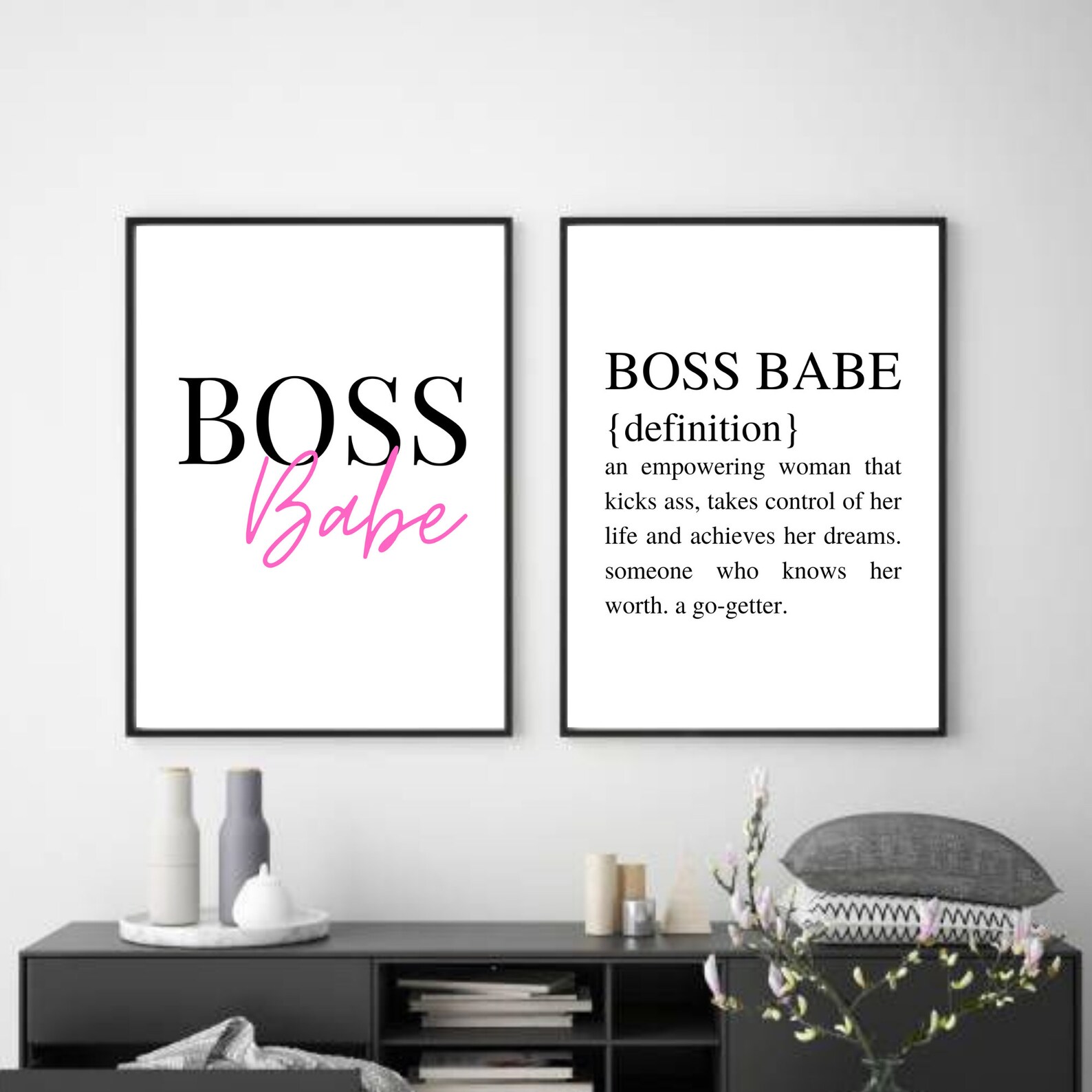 Boss Babe Definition Printable Art Boss Babe Wall Decor Girl Etsy