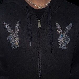 Playboy rhinestone zip up hoodie clearance