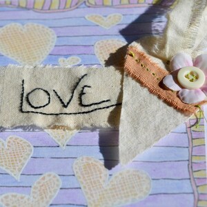 love ~ OOAK card (hand painted/hand embroidered)