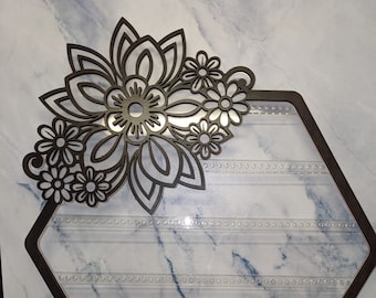 Flower Earring Holder - wooden and acrylic layered