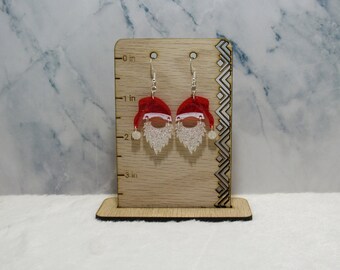 Santa Hat and Beard - Dangle Earrings