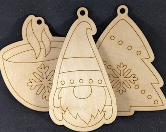 Wooden DIY Christmas Ornaments Paint Kit 3 Pack