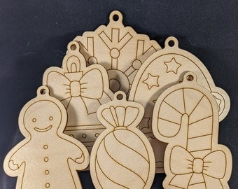 Wooden DIY Christmas Ornaments Paint Kit 6 Pack