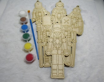 Wooden DIY Nutcracker Ornaments Paint Kit 6 Pack