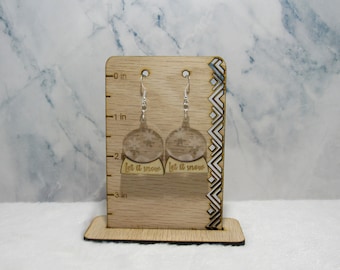Snowglobe dangle earring - Laser Cut Acrylic and Wood
