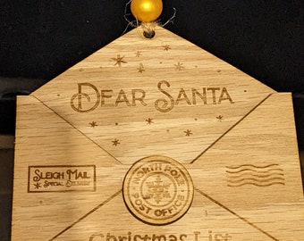 Christmas Ornament - Dear Santa - wooden ornament.