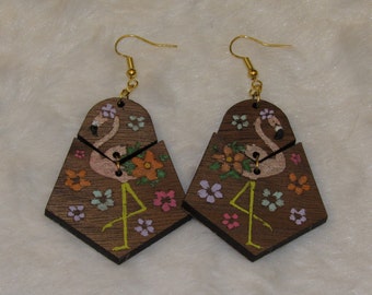 Flamingo - Dangle Earrings - Wooden