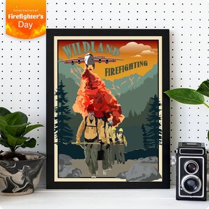 Wildland Firefighting | Firefighter Poster | Firefighter Graduation Gift | Art Deco Poster | Firefighter Retirement Gift | Firefighter Decor