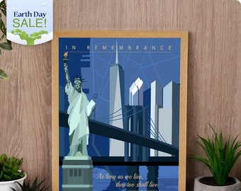 Manhattan, NY 9/11 – 20 Years | Art Deco Poster | Gift For Him | Firefighter Poster | Firefighter Decor | Firefighter Retirement Gift