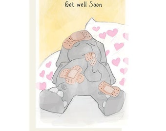 Cute colorful Get well soon greeting card, Blank Cards with Envelopes, All Occasion, for Kids and adults