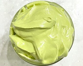 Organic Matcha Green Tea Body Butter Vegan Shea Butter moisturizer cream for dry skin healthy smooth glowy skin handmade whipped body butter