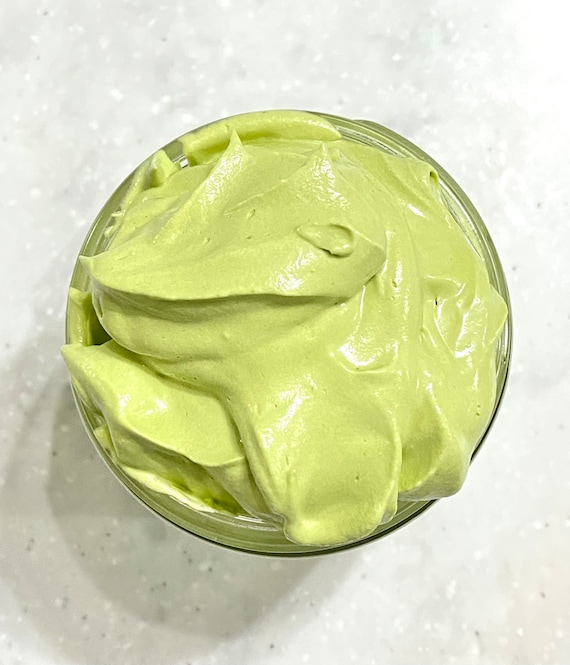 Organic Matcha Green Tea Body Butter Vegan Shea Butter moisturizer cream for dry skin healthy smooth glowy skin handmade whipped body butter