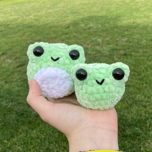 Velvet Crochet Frog Plushie | Mini Frog Plush | Squishy Homemade Amigurumi | Frog Stressball | Soft Crochet Stress Ball