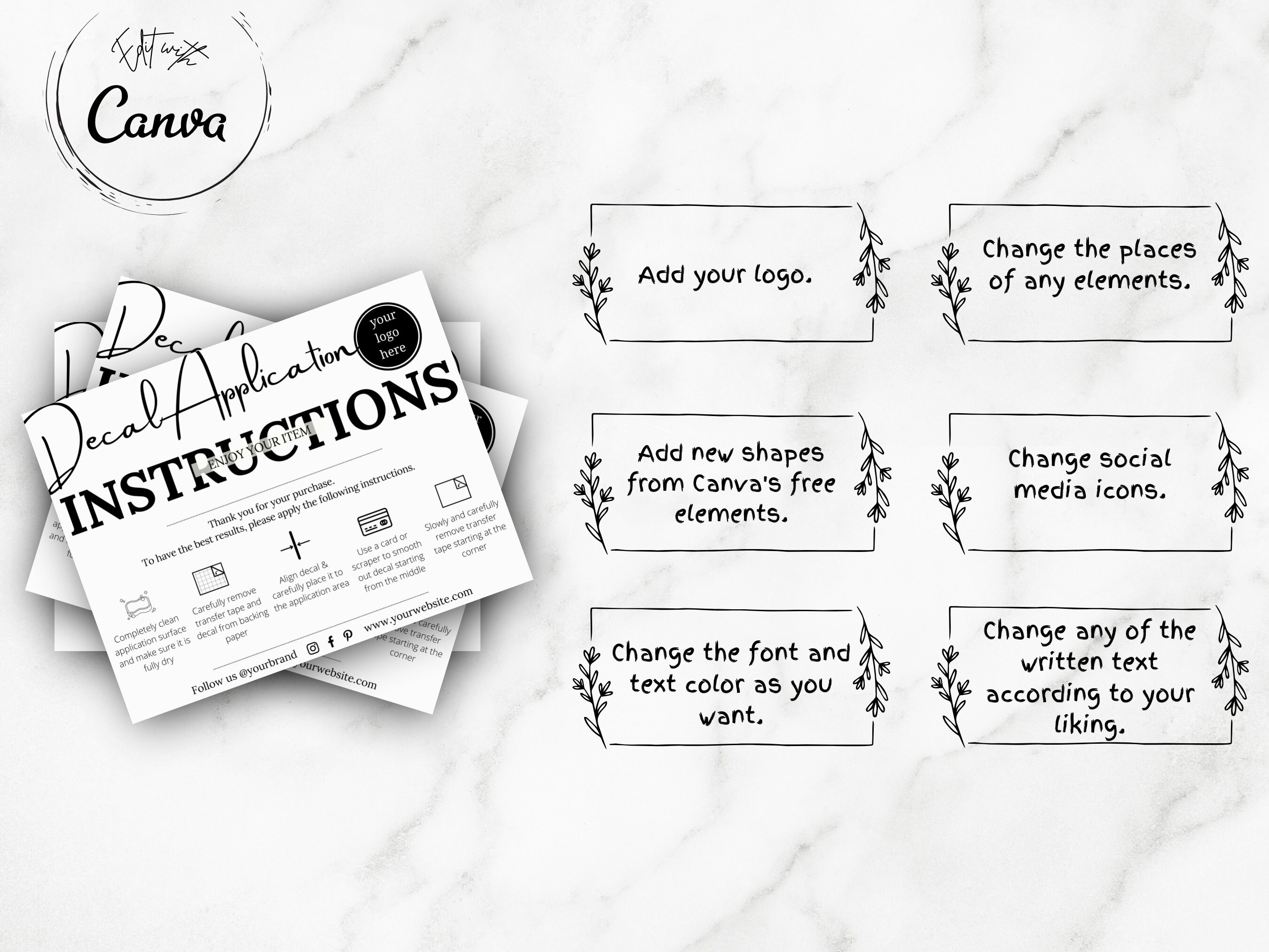 Printable Vinyl Car Decal Care Card Instructions Decal - Etsy