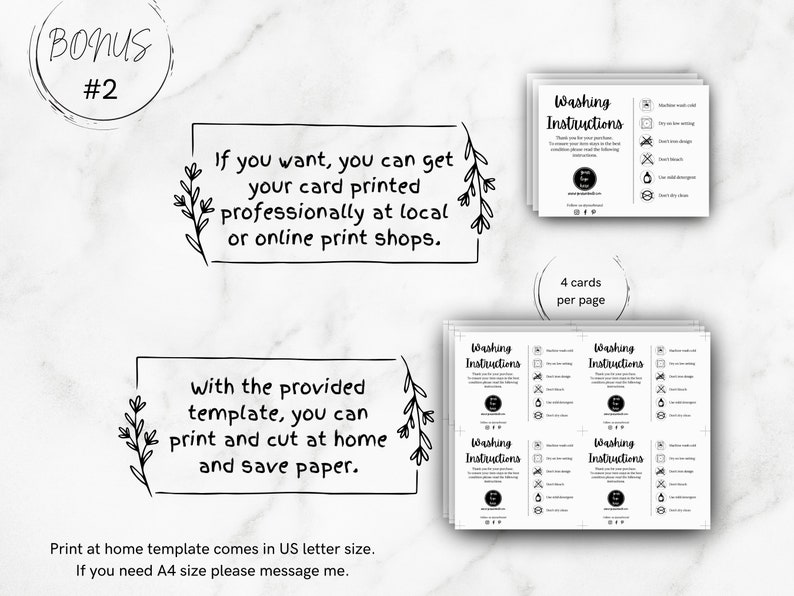 Editable Washing Instructions Card Canva Template Printable Etsy