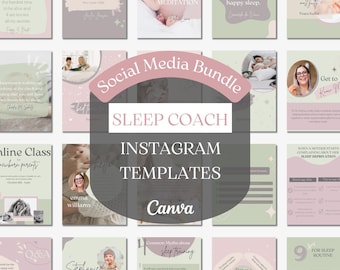 Baby Sleep Coach Instagram Templates, Canva Social Media Bundle (Digital Download)