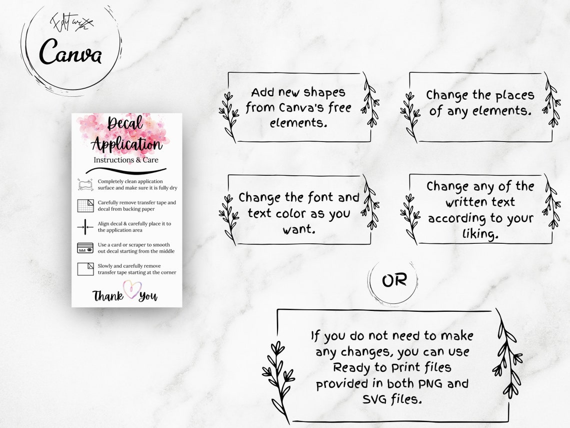 Decal Instructions Printable Vinyl Car Decal Applications Card - Etsy