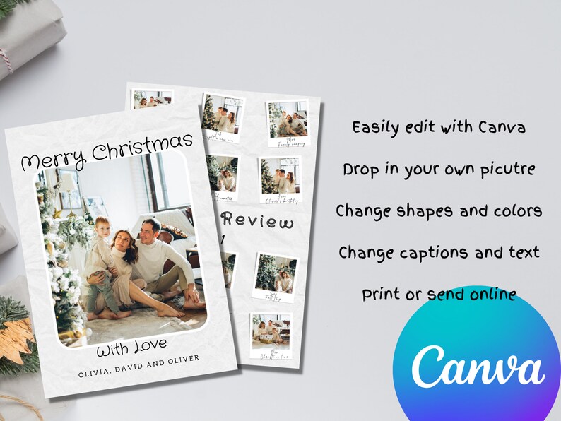  Canva Year In Review Template Monthly Minimalist Christmas Etsy