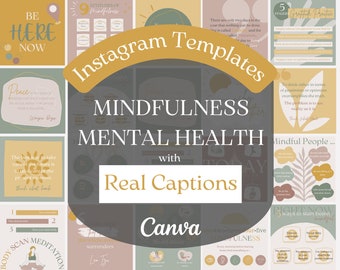 Mental health instagram templates Wellness Health Life Mindset Coach Captions Content Self Care Love Personal Growth Post Mindfulness