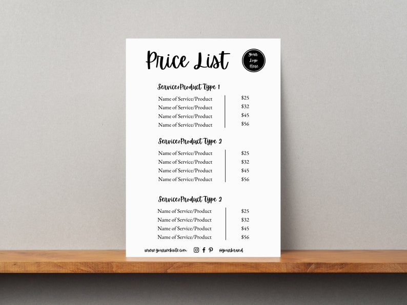 Custom Price List Template Canva Editable Hair Salon Beauty Etsy