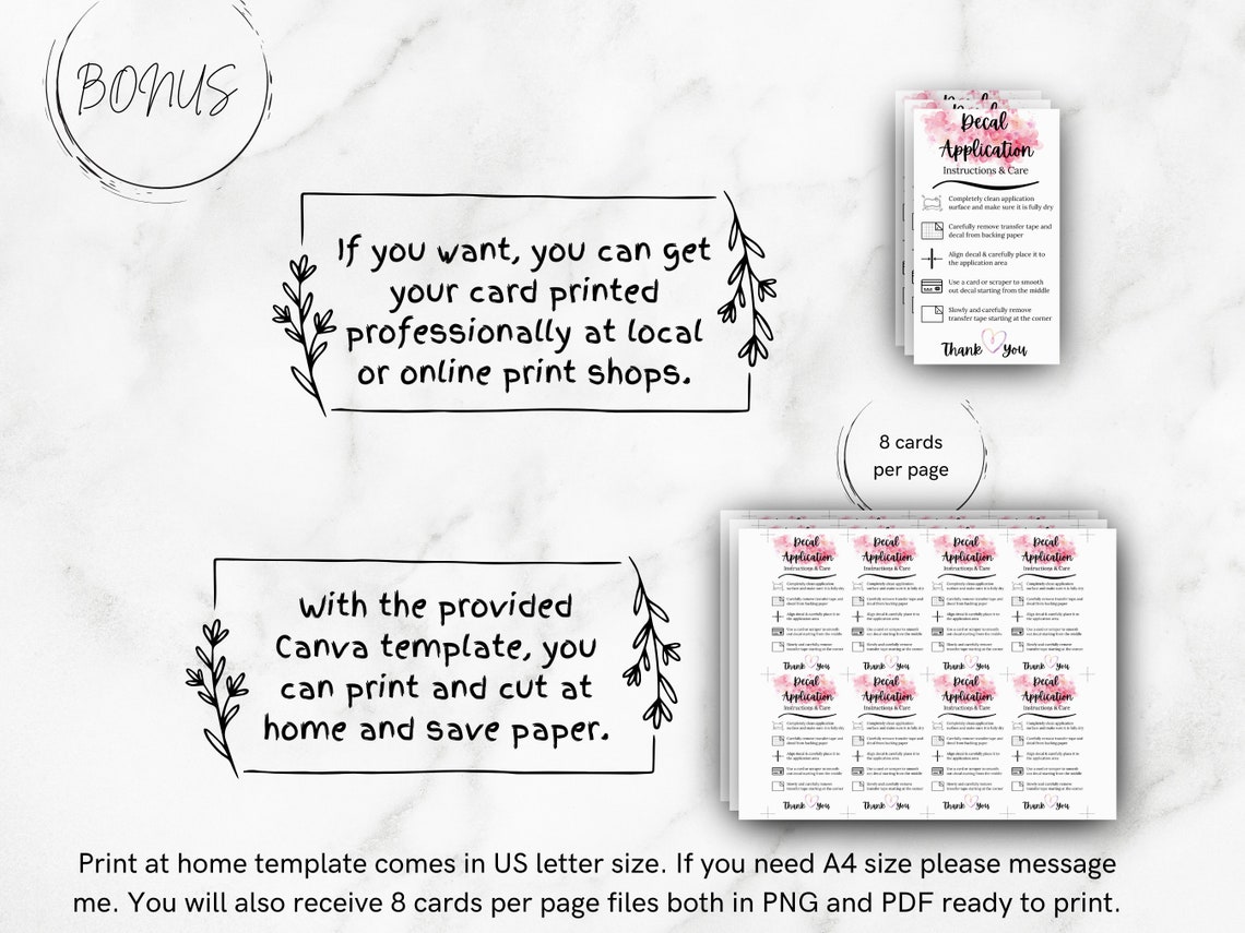Decal Instructions Printable Vinyl Car Decal Applications Card - Etsy
