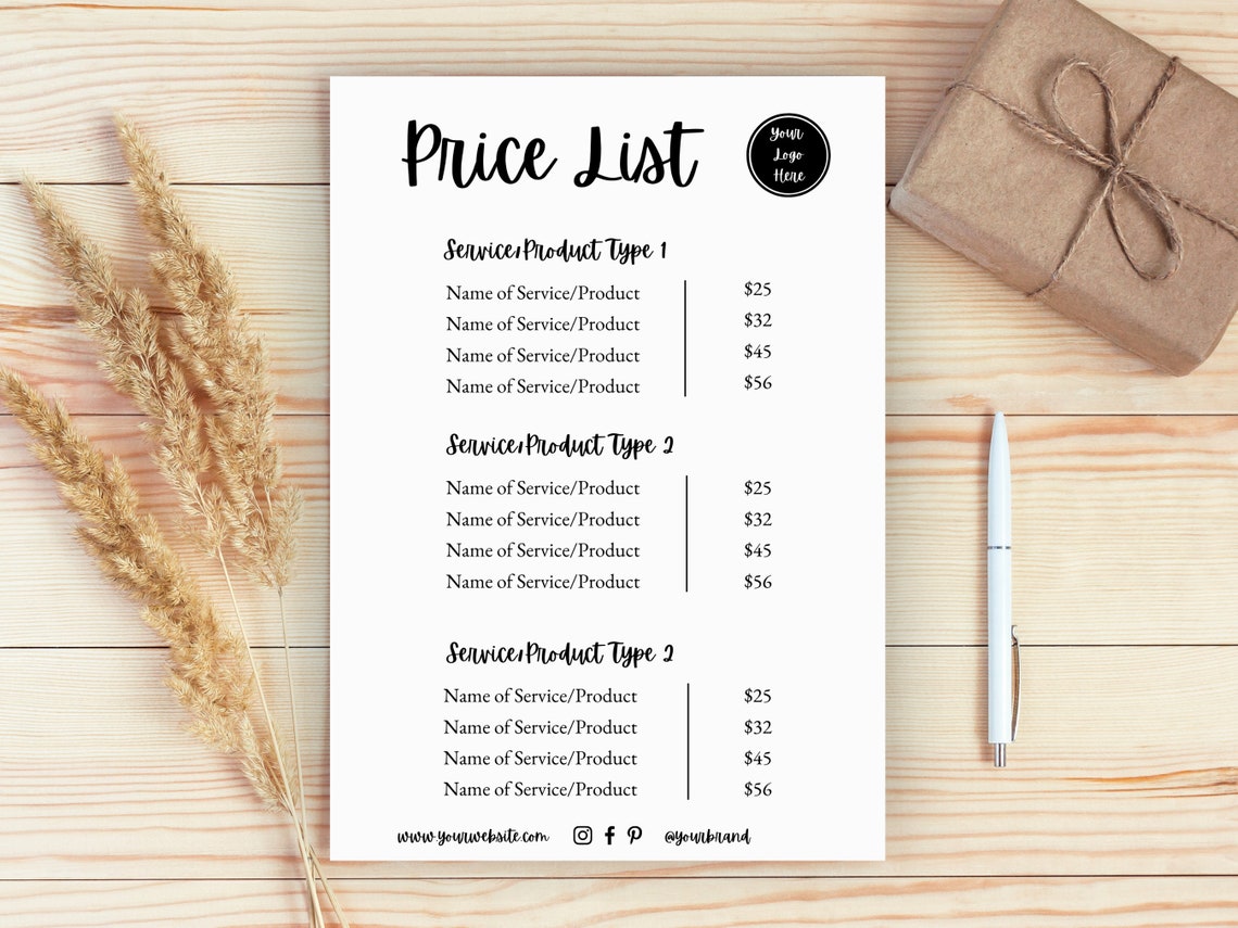 Custom Price List Template Canva Editable Hair Salon Beauty Etsy