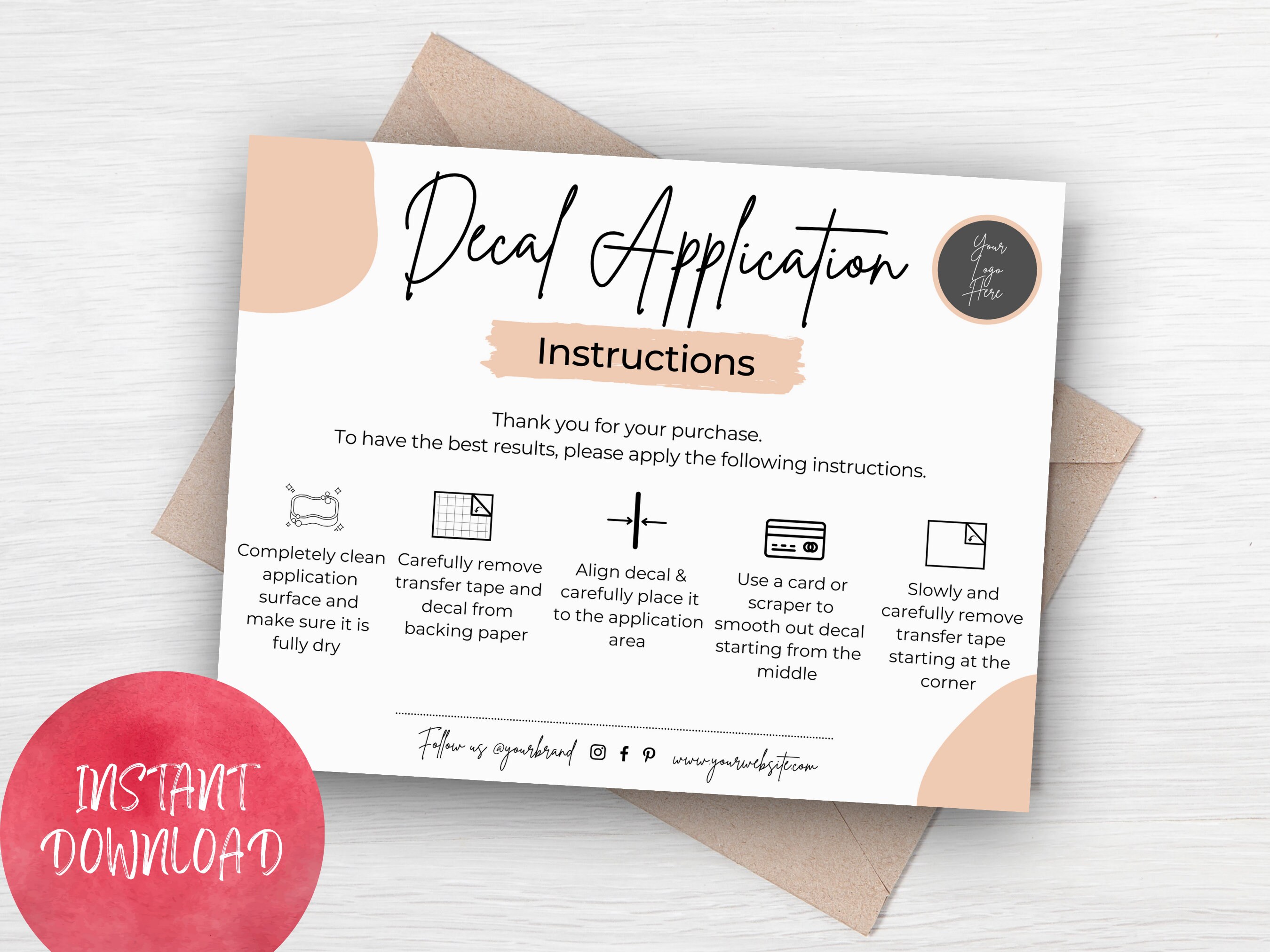 printable vinyl car decal care card instructions decal etsy