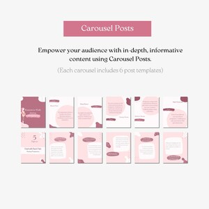 May include: A digital set of social media carousel post templates featuring a dusty rose and white color palette. The graphics include text about pregnancy health tips, with abstract shapes and illustrations of a pregnant person throughout.