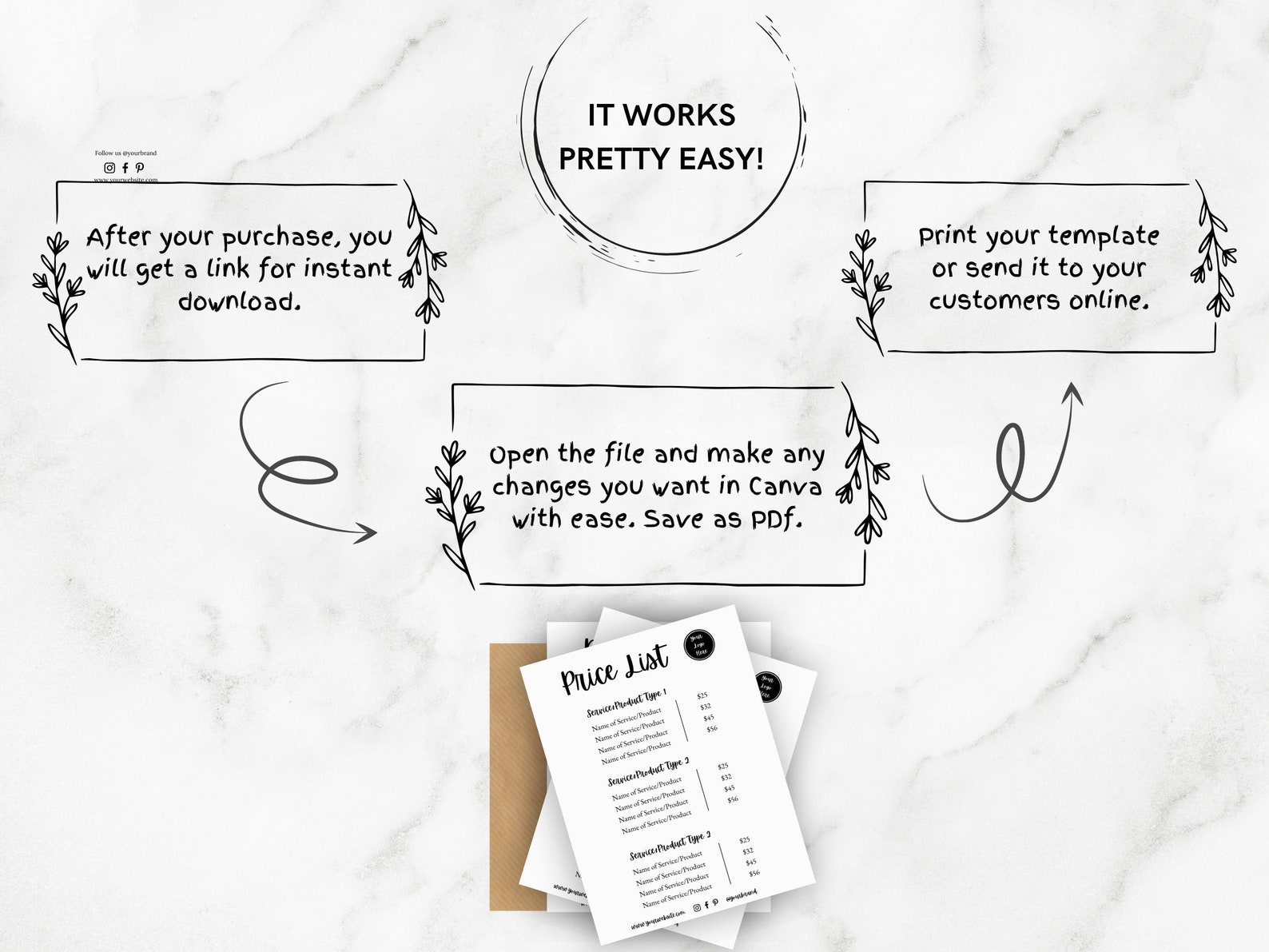 Custom Price List Template Canva Editable Hair Salon Beauty Etsy