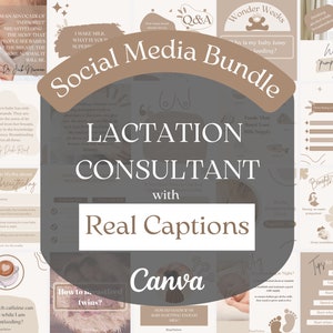 Lactation Consultant Social Media Bundle with prewritten captions&content, Breastfeeding Instagram Post Templates, Pregnancy Baby Coach