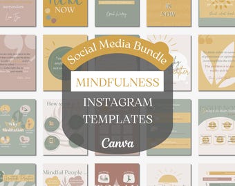 Wellness Life Coach Instagram Templates, Mindfulness Canva Bundle (Digital Download)