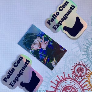 BTS JHope Chicken Noodle Soup &quot;Pollo Con Espagueti&quot; inspired holographic sticker phrase CNS