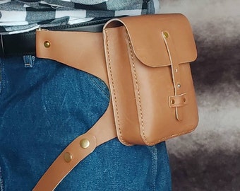 Leather Belt Pouch, Thigh Bag