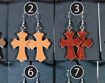 Leather Earrings, Cross