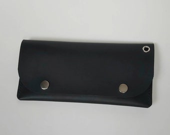 Black Leather Long Wallet / Tall Coat Wallet