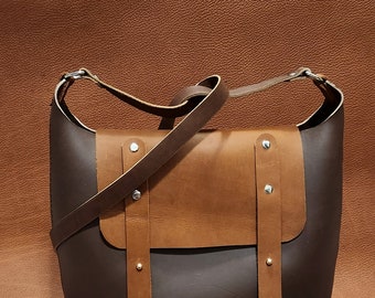 Leather Shoulder Bag, Chocolate Brown Leather Messenger Bag Tote