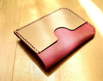 Saffiano Leather Card Holder / Minimalist Wallet / Cash pocket