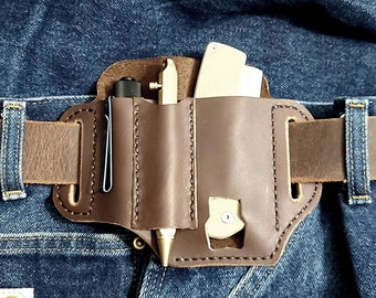 Leather EDC, Multi-tool Belt Sheath, Pocket Tool Organizer, Leatherman Pouch