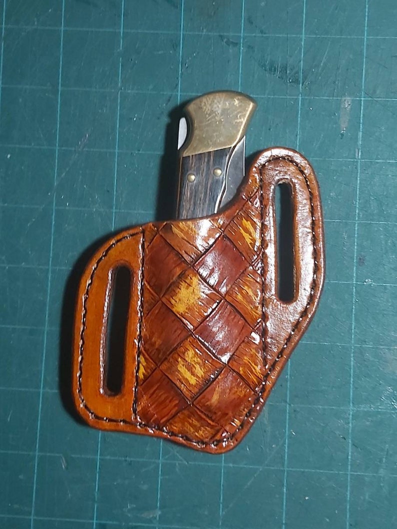 Leather Knife Sheath / Pancake Sheath / Trapper Scabbard / Folding