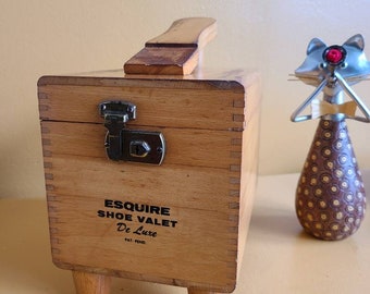 Vintage Anticuado Limpiabotas de madera Caja De fumadores Caja de almacenamiento