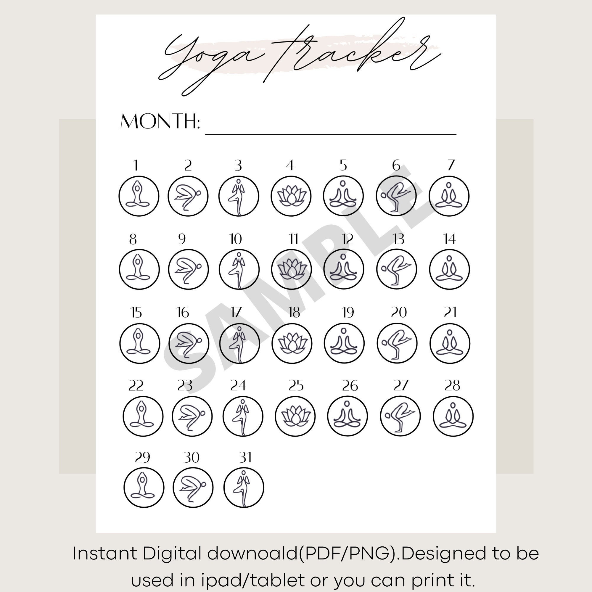 Yoga Tracker Digital Download Meditation Log Etsy