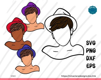 Black woman wearing a hat SVG Bundle Faceless- Digital Cut File for DIY Projects, Black Woman Art, High-Quality Digital File