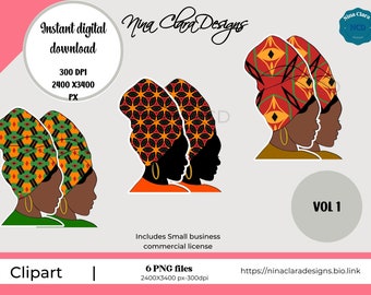 Black woman clipart for Goodnotes, African headwrap digital, iPad sticker, Journal/Planner sticker, Fashion stickers Digital download,