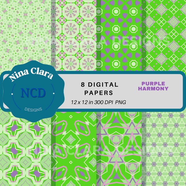Pink and Green digital paper, girly colors