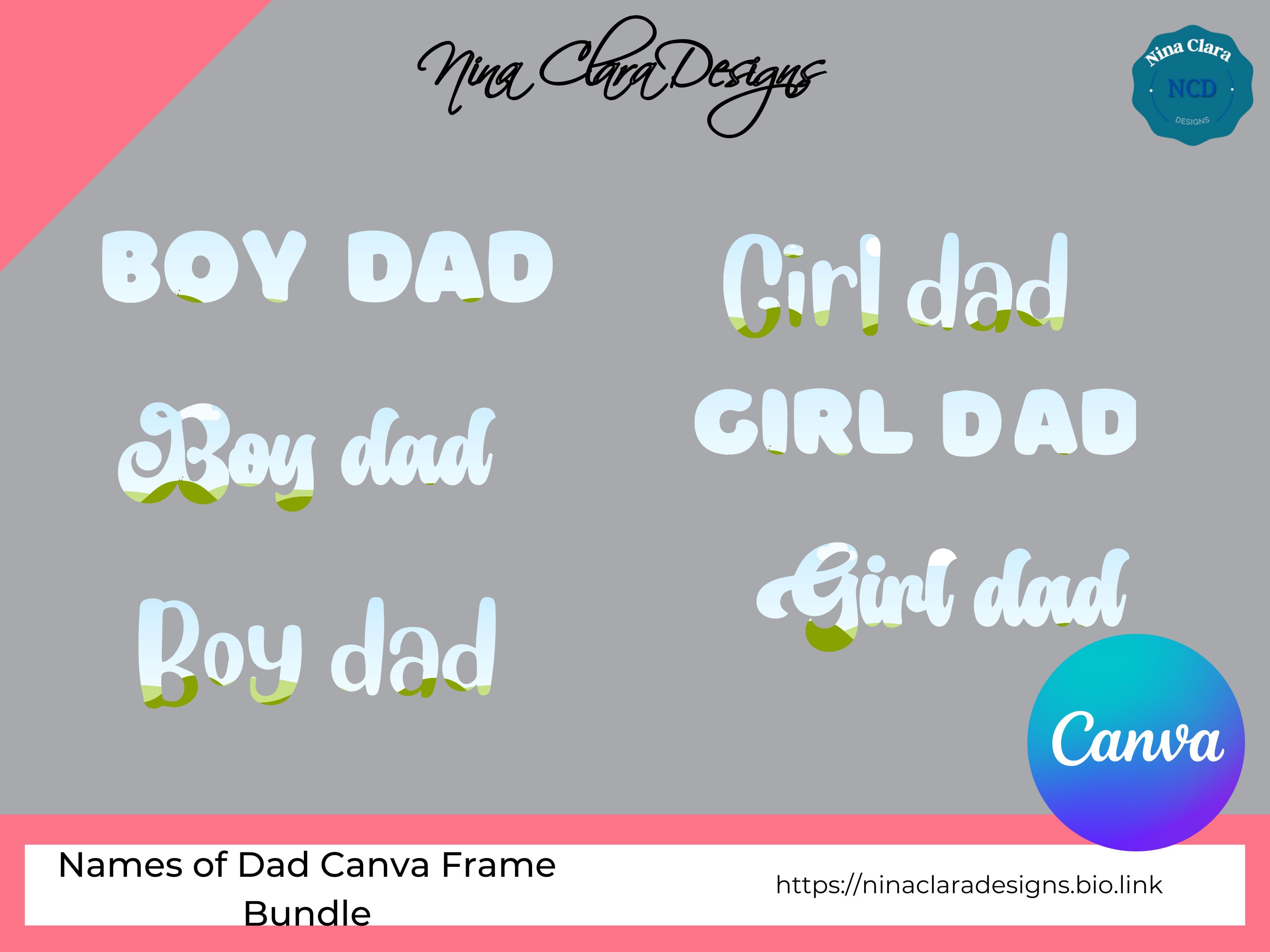 Canva Frame Dad Names SVG Dad Doodle Names Father Drag and Etsy