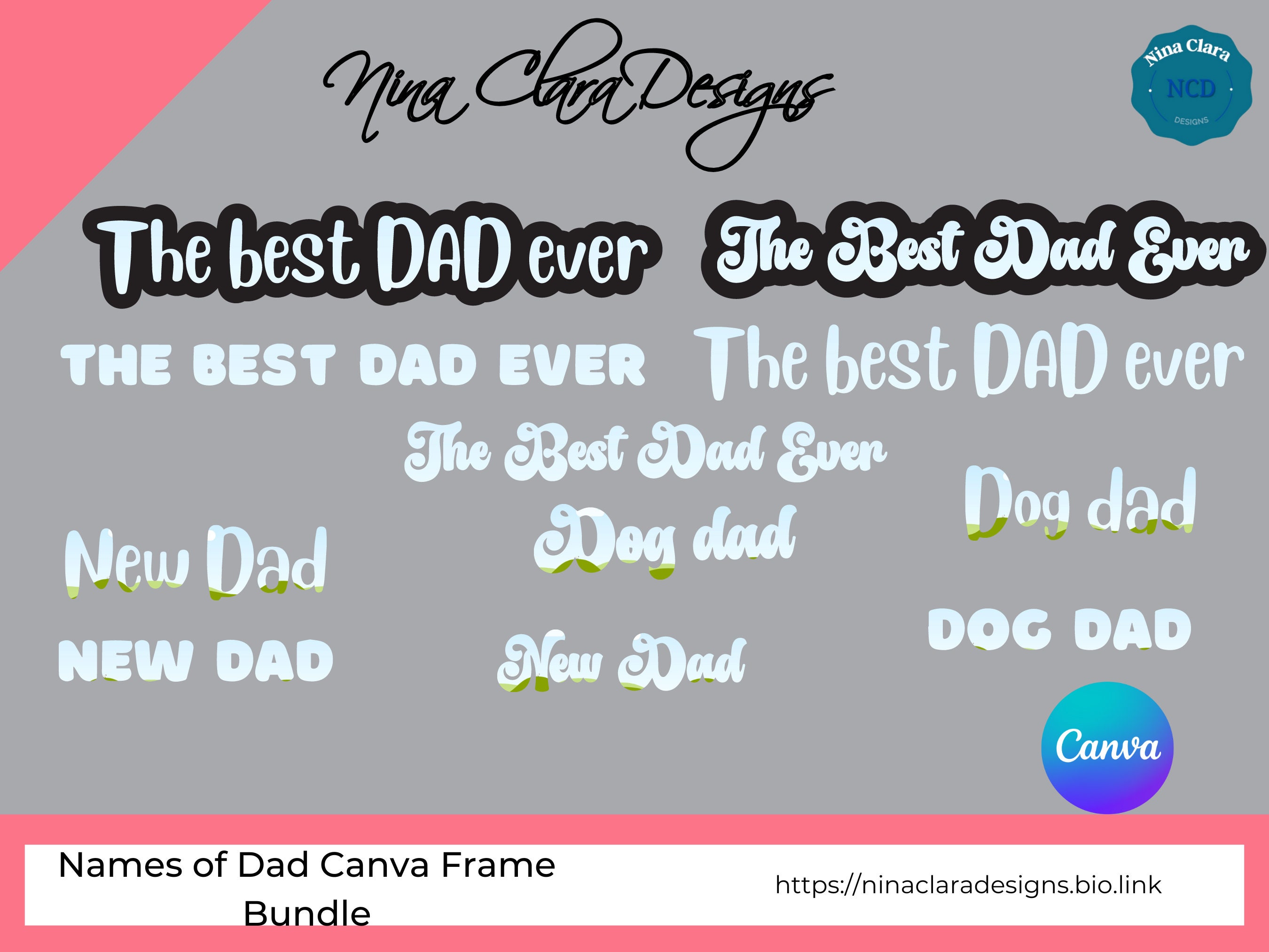 Canva Frame Dad Names SVG Dad Doodle Names Father Drag and Etsy
