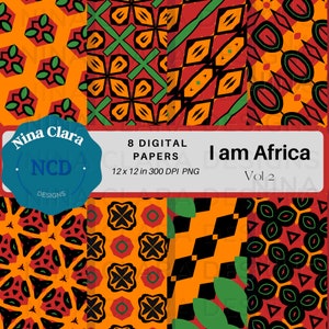 Colori africani, Confezione di carta digitale, Seamless per stampabili, Download digitale istantaneo
