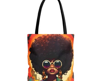 Cute Tote bag with AfroPunk Art, Reusable bag