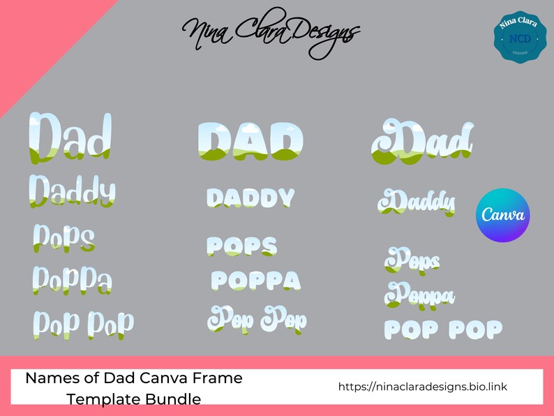 Canva Frame Dad Names SVG Dad Doodle Names Father Drag and Etsy