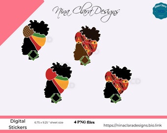 Planner sticker, African American Digital Sticker, Ready to upload to CRICUT, T shirt image, Sticker sheet Designs for Bookmarks